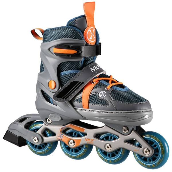 Nils Extreme inline-luistimet, NJ1828A, harmaa-oranssi väri. Nils Extreme inline-luistimet, NJ1828A, harmaa-oranssi väri.
