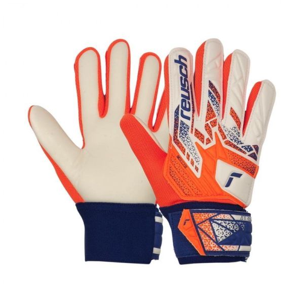 Reusch Attrakt Starter Solid Junior maalivahdin hanskat, väri valkoinen-oranssi-sininen. Reusch Attrakt Starter Solid Junior maalivahdin hanskat, väri valkoinen-oranssi-sininen.
