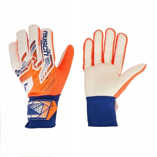Reusch Attrakt Starter Solid maalivahdin hanskat, väri valkoinen-oranssi-sininen. Reusch Attrakt Starter Solid maalivahdin hanskat, väri valkoinen-oranssi-sininen.